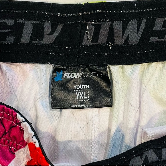 Flow Society Lacrosse Shorts Boys XL Neon Rainbow Argyle Diamonds Lax White - Picture 4 of 4